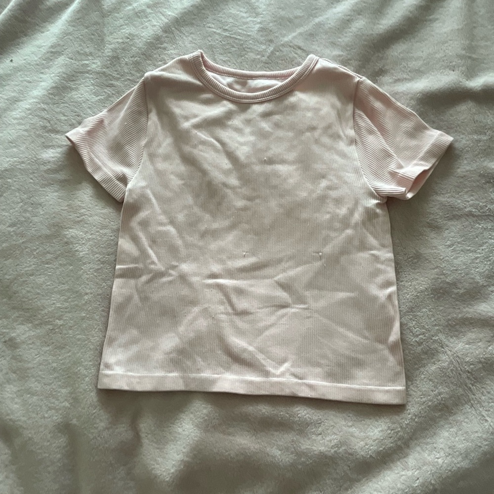 pink crop top, blue mark, 2 tiny scratches, size small